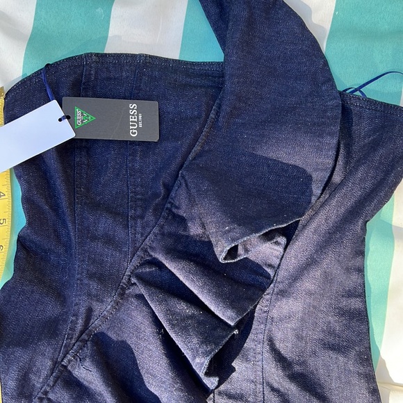 NWT Guess Strapless Ruffle Denim Dress Size S - Picture 11 of 13